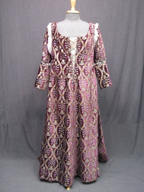 medieval, gown, medieval, women, b40, purple, gold, white, damask ...