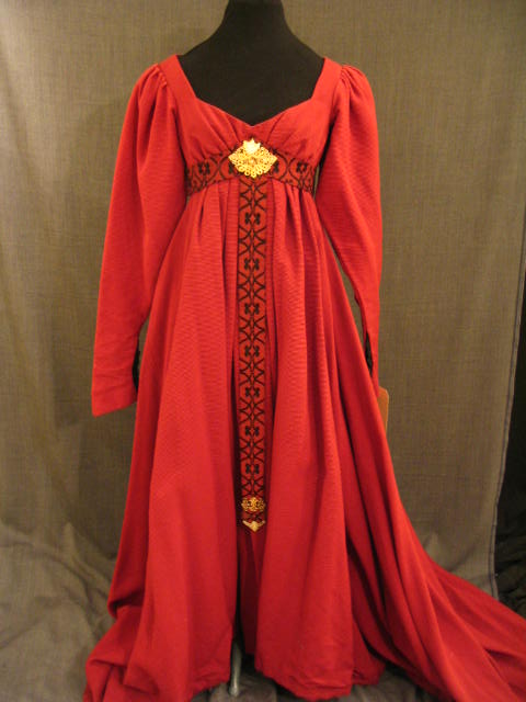 medieval, gown, medieval, women, b35, red, sweetheart, neckline, high ...
