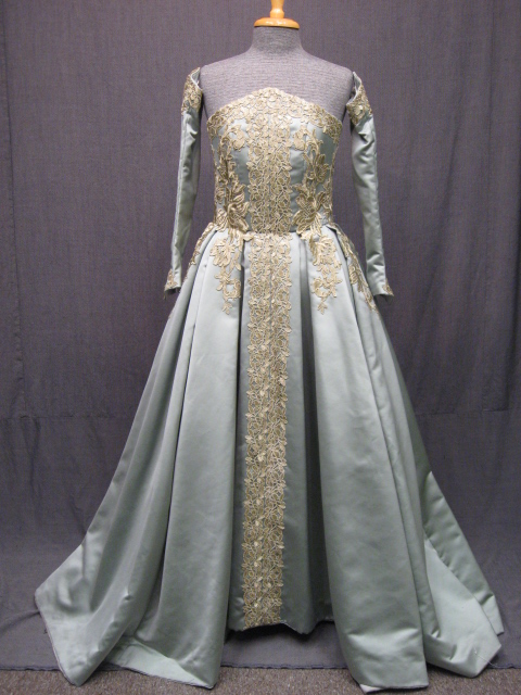 green and gold renaissance dress