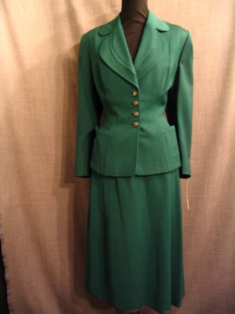 20th, century, skirt, 1940s, women, w27, green, straight, skirt ...