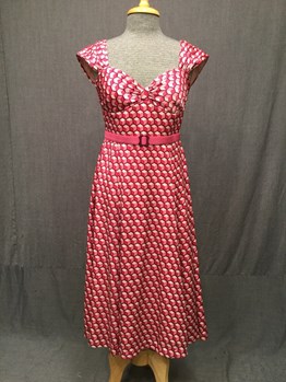 20th, century, dress, 1930s, women, b35, w28, magenta, pink, white ...